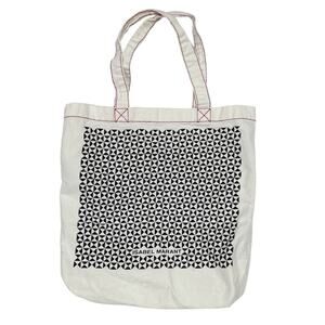 Isabel Marant Small Geometric Canvas Tote Bag Ivory Black Lightweight Designer